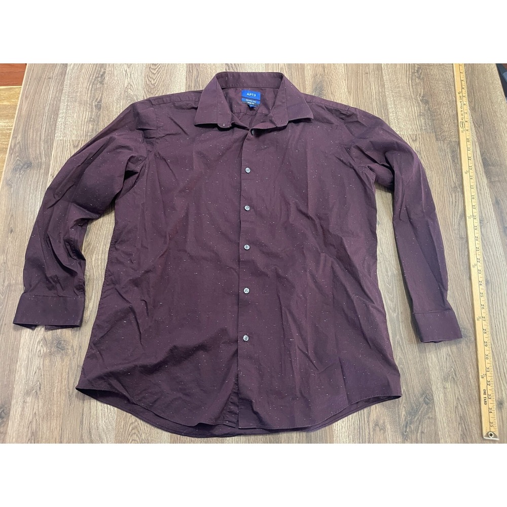Apt. 9 Shirt, Men's XL, 17-17.5, 34/35, Brown Slim Fit Button Up Premier Flex